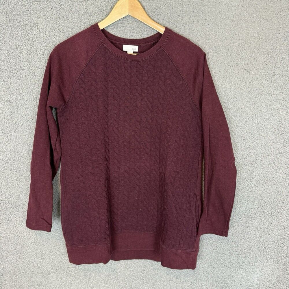 J Jill Sweater Womens XS Maroon Pullover Sweatshirt Cotton Blend Pockets